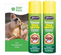 Johnsons House Flea Spray (2x400ml) for Carpets & Home with Stelr Guide