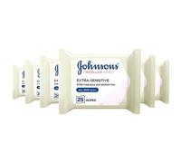 Johnson's Makeup Be Gone Extra-Sensitive Wipes, 25 Wipes (Pack of 6)