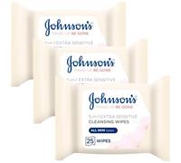 Johnson's Makeup Be Gone Extra-Sensitive Wipes, Pack of 75 (Packing May Vary)