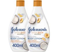 Johnson's Vita-Rich Smoothies Indulging Body Lotion Yogurt, Peach & Coconut 400ml (1+1 FREE) - Deep Moisturizing, Non-Greasy, Fresh Scent