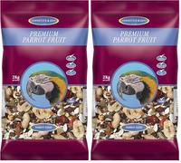 Johnston & Jeff Premium Fruit Parrot Seed 2kg - Mixed Aviary Blend, 22 Ingredients, Fruits, Nuts & Veg (Pack of 2)
