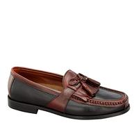 Johnston & Murphy Men's Aragon Kiltie Tassel Casual Dress Shoe|Classic Design|Leather Textile Lining|Leather Sole with Rubber Heel, Black Smooth/Antique Mahogany Waxed, 7 UK