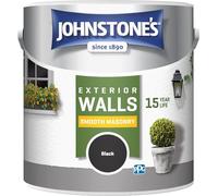 Johnstone’s - Exterior Smooth Masonry Paint - Black - Up to 15 Years Protection - Weather & Dirt Resistant - 30m² Coverage Per Tin - Dry in 1-2 Hours - 2.5 L