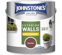 Johnstone’s - Exterior Smooth Masonry Paint - Brick Red - Up to 15 Years Protection - Weather & Dirt Resistant - 30m² Coverage Per Tin - Dry in 1-2 Hours - 2.5 L