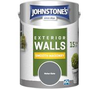 Johnstone’s - Exterior Smooth Masonry Paint - Moher Slate - Up to 15 Years Protection - Weather & Dirt Resistant - 60m² Coverage Per Tin - Dry in 1-2 Hours - 5 L
