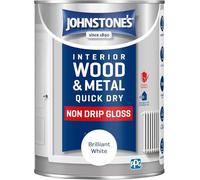 Johnstone’s Quick Dry Interior Wood & Metal Paint Non Drip Low Odour Radiator Paint Gloss Finish Dry in 1-2 Hours Brilliant White 1.25L