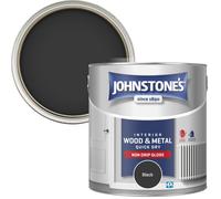 Johnstone’s - Quick Dry & Non Drip Gloss Paint for Wood & Metal - Black | Interior & Exterior | Low Odour, Water-Based Formula, Dry in 1-2 Hours | 1