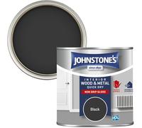 Johnstone’s - Quick Dry & Non Drip Gloss Paint for Wood & Metal - Black | Interior & Exterior | Low Odour, Water-Based Formula, Dr