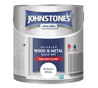 Johnstone’s - Quick Dry & Non Drip Gloss Paint for Wood & Metal - Brilliant White | Interior & Exterior | Low Odour, Water-Based F