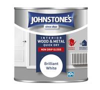Johnstone’s - Quick Dry & Non Drip Gloss Paint for Wood & Metal - Brilliant White | Interior & Exterior | Low Odour, Water-Based Formula, Dry in 1-2