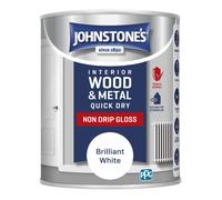 Johnstone’s - Quick Dry & Non Drip Gloss Paint for Wood & Metal - Brilliant White | Interior & Exterior | Low Odour, Water-Based Formula, Dry in 1-2