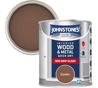 Johnstone’s - Quick Dry & Non Drip Gloss Paint for Wood & Metal - Conker | Interior & Exterior | Low Odour, Water-Based Formula, Dry in 1-2 Hours | 10m2 Coverage per Litre | 750ml