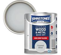 Johnstone’s - Quick Dry & Non Drip Gloss Paint for Wood & Metal - Frosted Silver | Interior & Exterior | Low Odour, Water-Based Formula, Dry in 1-2 Hours | 10m2 Coverage per Litre | 750ml