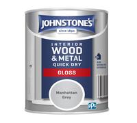 Johnstone’s - Quick Dry & Non Drip Gloss Paint for Wood & Metal - Manhattan Grey | Interior & Exterior | Low Odour, Water-Based Fo