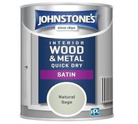Johnstone’s - Quick Dry & Nondrip Satin Paint for Wood & Metal - Natural Sage | Interior & Exterior | Self-Undercoating, Low Odour, Water-Based, Dry in 1-2 Hours | 12m2 Coverage per Litre | 750ml