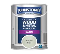 Johnstone’s - Quick Dry & Nondrip Satin Paint for Wood & Metal - Natural Sage | Interior & Exterior | Self-Undercoating, Low Odour