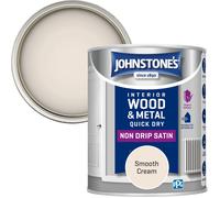 Johnstone’s - Quick Dry & Nondrip Satin Paint for Wood & Metal - Smooth Cream | Interior & Exterior | Self-Undercoating, Low Odour, Water-Based, Dry
