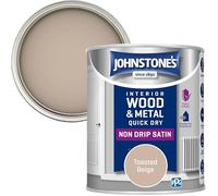 Johnstone’s - Quick Dry & Nondrip Satin Paint for Wood & Metal - Toasted Beige | Interior & Exterior | Self-Undercoating, Low Odour, Water-Based, Dry in 1-2 Hours | 12m2 Coverage per Litre | 750ml