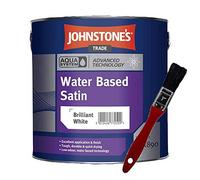 Johnstone’s Trade Aqua Water Based Satin Brilliant White 5L with Avenue Touch up Brush