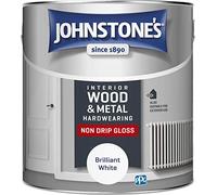 Johnstone's 3201744-HH - Interior Hardwearing Non Drip Gloss - Interior Paint - Drip Resistant Formulation - Suitable for Interior and Exterior Wood and Metal - Pure Brilliant White - 2.5 L