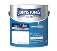 Johnstones Bathroom Mid Sheen Wall Ceiling Emulsion Paint 2.5l Pure Brilliant White