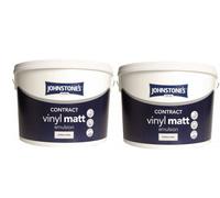 Johnstone's Contract Vinyl Matt Emulsion Paint Brilliant White 10L Pack Of 2