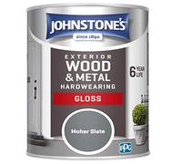 Johnstone's Exterior Hardwearing Gloss Paint - Mohair Slate 750ml | Gloss Finish, Exterior Wood & Metal, 6 Years Protection, Crack & Peel Resistant, Solvent Based Formula, 11m2 Coverage Per Tin
