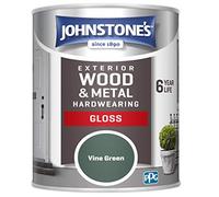 Johnstone's Exterior Hardwearing Gloss - Vine Green 750ml | Gloss Finish, Exterior Wood & Metal, 6 Years Protection, Crack & Peel Resistant, Solvent Based Formula, 11m2 Coverage Per Tin