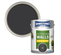 Johnstone's, Exterior Smooth Masonry Paint, Black, Up to 15 Years Protection, Weather & Dirt Resistant, 60m² Coverage Per Tin, Dry in 1-2 Hours, 5L