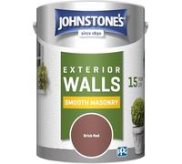 Johnstone's, Exterior Smooth Masonry Paint, Brick Red, Up to 15 Years Protection, Weather & Dirt Resistant, 60m² Coverage Per Tin, Dry in 1-2 Hours, 5L