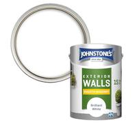 Johnstone's - Exterior Smooth Masonry Paint - Brilliant White - 5L | Brick, Concrete, Patio & Walls, 15 Years Protection, Weather & Dirt Resistant, 1-2 Hour Dry Time, 60m2 Coverage Per Tin