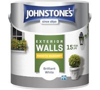 Johnstone's Exterior Smooth Masonry Paint - Brilliant White | Brick, Concrete, Patio & Outdoor Walls |15 Years Protection, Weather & Dirt Resistant | 30m² Coverage Per Tin, Dry in 1-2 Hours | 2.5 L