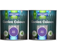 Johnstone's - Garden Colours - Bold Plum - Exterior Wood Paint - Fade Resistant - Suitable for Garden Furniture Outdoors - Fence Paint - Dry in 2 hours - 12m2 Coverage per Litre - 1L (Pack of 2)