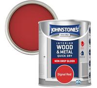 Johnstone's - Gloss Wood & Metal Paint - Signal Red - 750ml | Gloss Finish, Interior & Exterior Wood & Metal, Quick Dry & Non Drip, Low Odour, Water Based Formula, 8m2 Coverage Per Tin