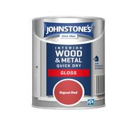 Johnstones Interior Wood & Metal Quick Dry Gloss Paint 750ml Signal Red