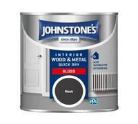 Johnstone's Johnstones Quick Dry Gloss Paint - Black, 250Ml - Water-Based Gloss Paint - Premium Paint Interior & Exterior Wood & Metal