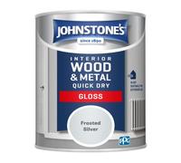 Johnstone's Johnstones Quick Dry Gloss Paint Frosted Silver, 750Ml - Water-Based Gloss Paint - Premium Paint Interior & Exterior Wood & Metal