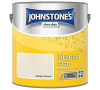 Johnstone's - Kitchen Paint - Antique Cream - Matt Finish - Grease & Stain Resistant - Suitable for Kitchen Walls & Ceilings - Highly Durable - Low Odour - 12m2 Coverage per Litre - 2.5L