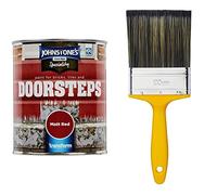 Johnstone's Paint for Bricks, Tiles and Doorsteps - Matt Red 750ml & ProDec PR4GY Flat Masonry Paint Brush for Rapid Application of Smooth and Textured Masonry Paints