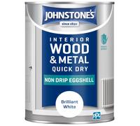 Johnstone's - Interior Wood and Metal Paint - Eggshell Finish - Brilliant White - 1.25 L - Quick Drying - Non Drip Water Based Formula