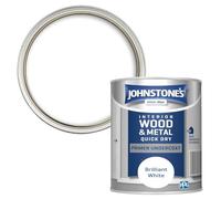 Johnstone's - Quick Dry Gloss Primer Undercoat - Brilliant White - Water Based - Interior Wood & Metal - Fast Drying - Low Odour - Dry in 1-2 Hours - 13m2 Coverage per Litre - 0.75 L