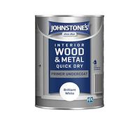 Johnstone's - Quick Dry Gloss Primer Undercoat - Brilliant White - Water Based - Interior Wood & Metal - Fast Drying - Low Odour - Dry in 1-2 Hours - 13m2 Coverage per Litre - 1.25 L