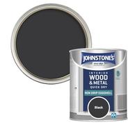 Johnstone's - Quick Dry & Nondrip Eggshell Paint for Wood & Metal - Black | Interior | Low Odour, Water-Based Formula, Dry in 1-2 Hours | 12m2 Covera
