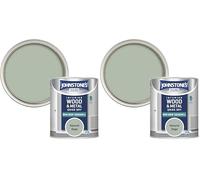 Johnstone's - Quick Dry & Nondrip Eggshell Paint for Wood & Metal - Natural Sage | Interior | Low Odour, Water-Based Formula, Dry in 1-2 Hours | 12m2 Coverage per Litre | 750ml (Pack of 2)