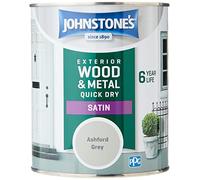 Johnstone's - Quick Dry Satin - Ashford Grey - Satin Finish - Exterior Wood & Metal - Resistant to cracking & peeling - 6 years of life - 12m2 Coverage per Litre - 0.75 L