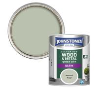 Johnstone's - Quick Dry Satin Natural Sage Finish Exterior Wood & Metal Resistant to cracking peeling 6 years of life 12m2 Coverage per Litre 750 ml