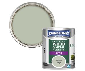 Johnstone's - Quick Dry Satin Natural Sage Finish Exterior Wood & Metal Resistant to cracking peeling 6 years of life 12m2 Coverage per Litre 750 ml