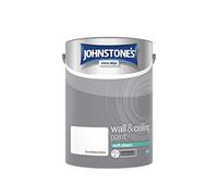Johnstone's - Soft Sheen Wall & Ceiling Paint - Pure Brilliant White - 5L | Soft Sheen Finish, Interior Walls & Ceilings, Easy to Apply, 1-2 Hour Dry Time, Long Lasting Colour, 62m2 Coverage Per Tin