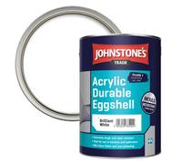 Johnstone's Trade Acrylic Durable Brilliant White Eggshell Interior Multi-Surface Paint, 5L