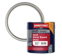 Johnstone's Trade Aqua Water Based Brilliant White Gloss Metal & Wood Paint, 2.5L
